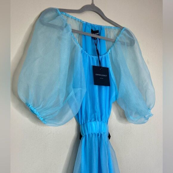 NWT Cynthia Rowley Clara Midi Blue Dress Organza Size S - Picture 11 of 15